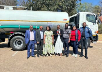 : Steve Tshwete receives a 16,000-litre honeysucker truck valued at R2 million from Thungela Mine's Nkulo Trust.