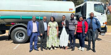 : Steve Tshwete receives a 16,000-litre honeysucker truck valued at R2 million from Thungela Mine's Nkulo Trust.