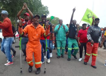 Elated municipal employees were chanting and singing slogans outside the Middelburg High Court after the judgment.