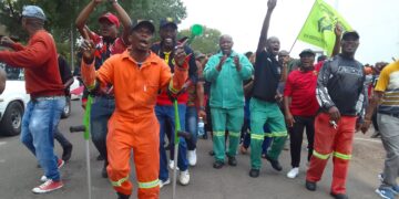 Elated municipal employees were chanting and singing slogans outside the Middelburg High Court after the judgment.
